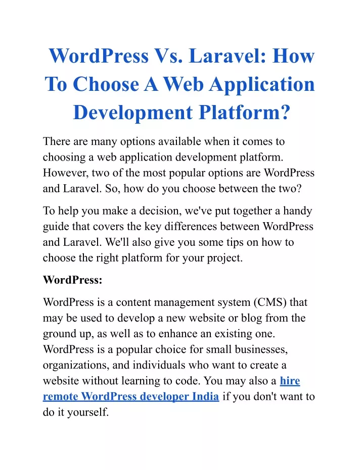 wordpress vs laravel how to choose