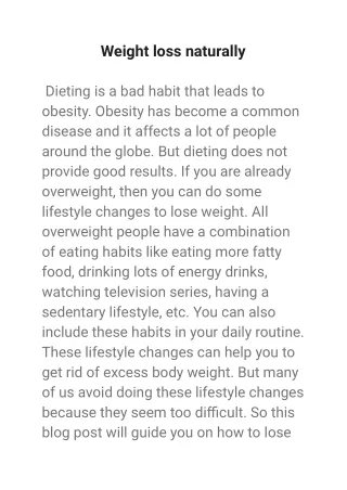 Weight loss naturally