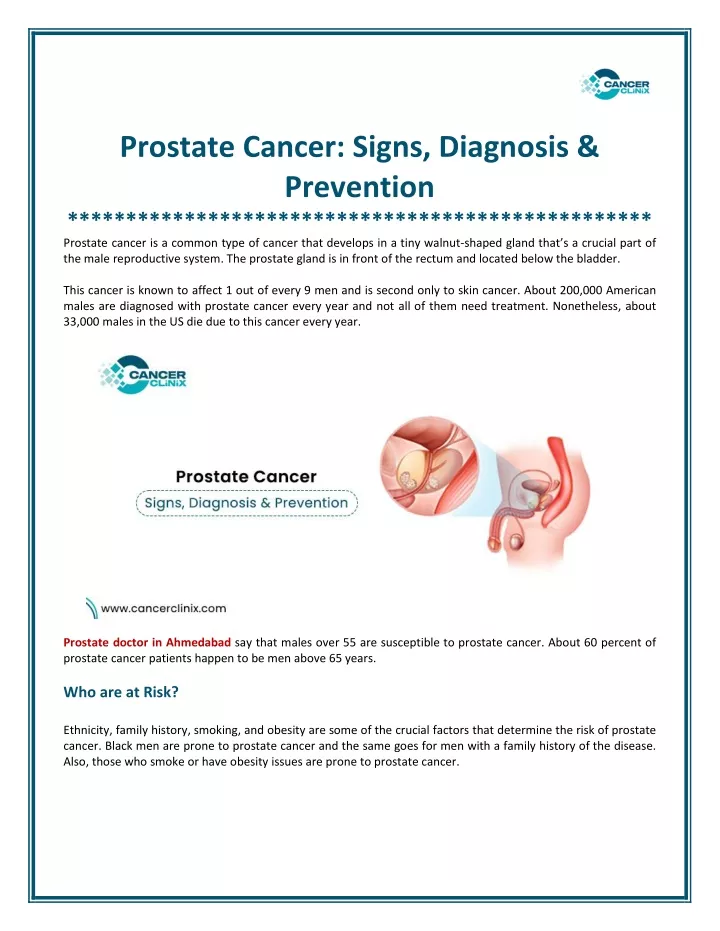 prostate cancer signs diagnosis prevention