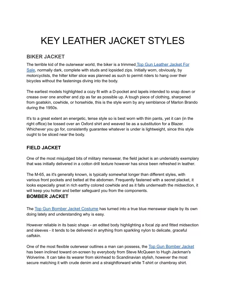 key leather jacket styles