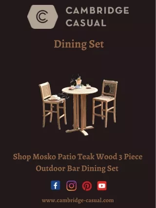 Shop Mosko Patio Teak Wood 3 Piece Outdoor Bar Dining Set