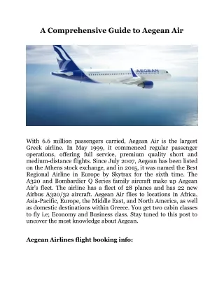 a comprehensive guide to aegean air