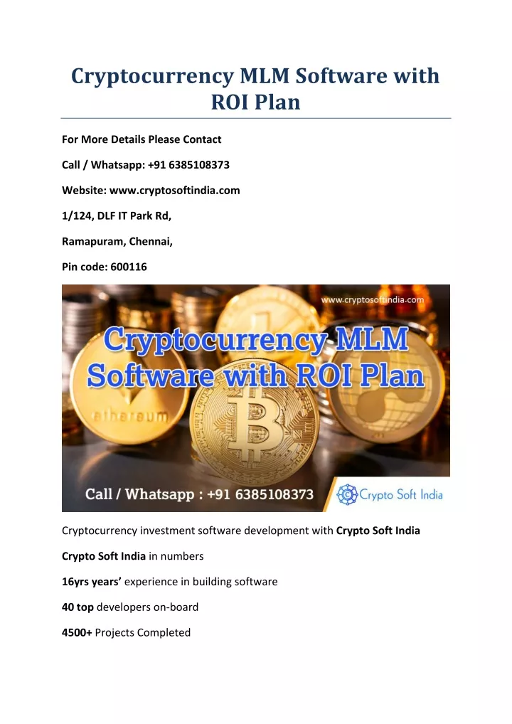 cryptocurrency mlm software with roi plan