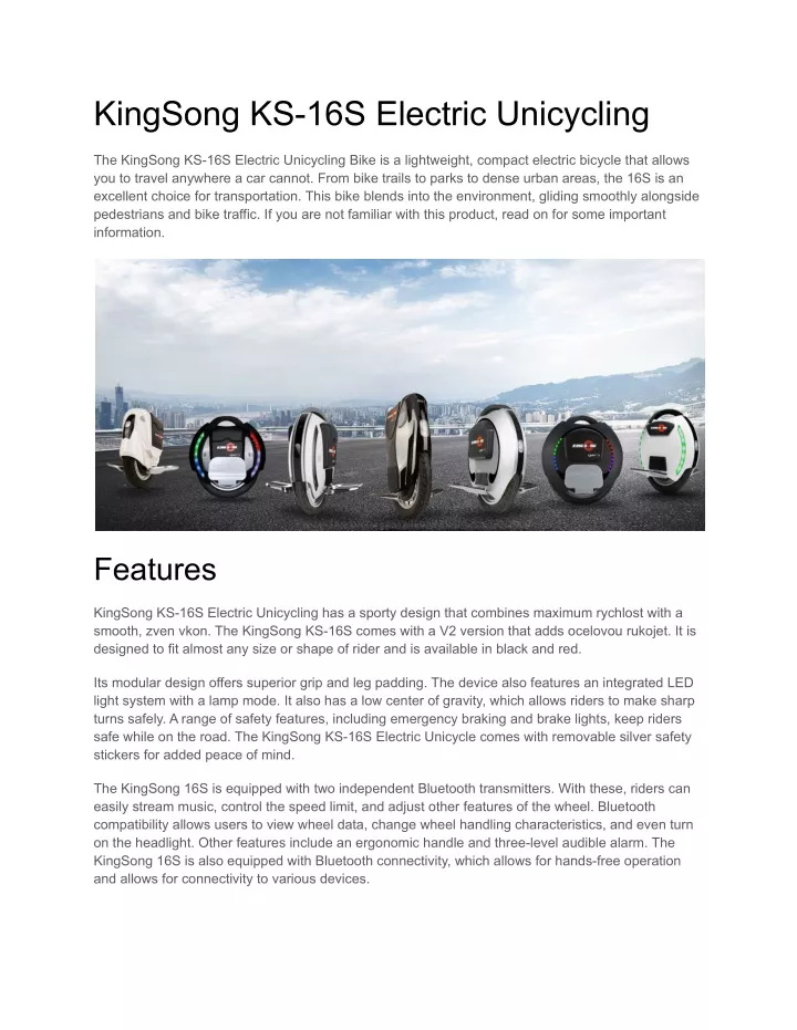 kingsong ks 16s electric unicycling