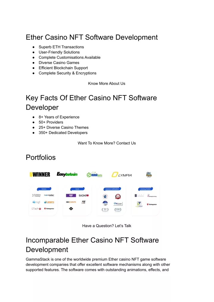 ether casino nft software development