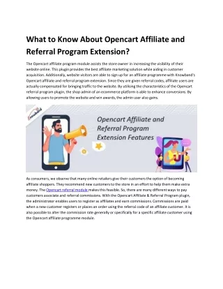 what to know about opencart affiliate and referral program extension