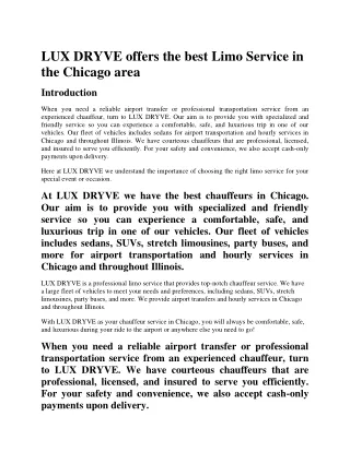 lux dryve offers the best limo service