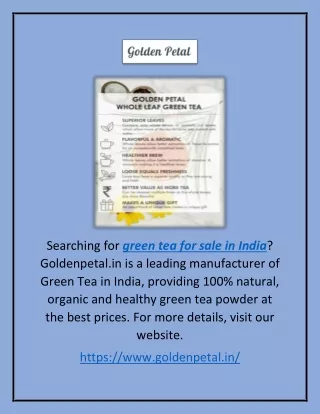 Green Tea for Sale in India | Goldenpetal.in