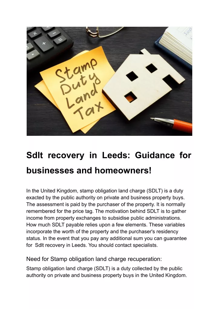 sdlt recovery in leeds guidance for