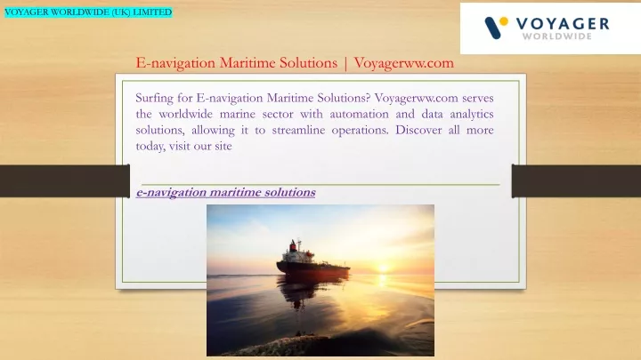 e navigation maritime solutions voyagerww com