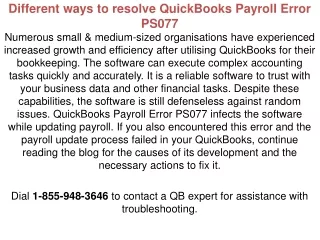 different ways to resolve quickbooks payroll error ps077