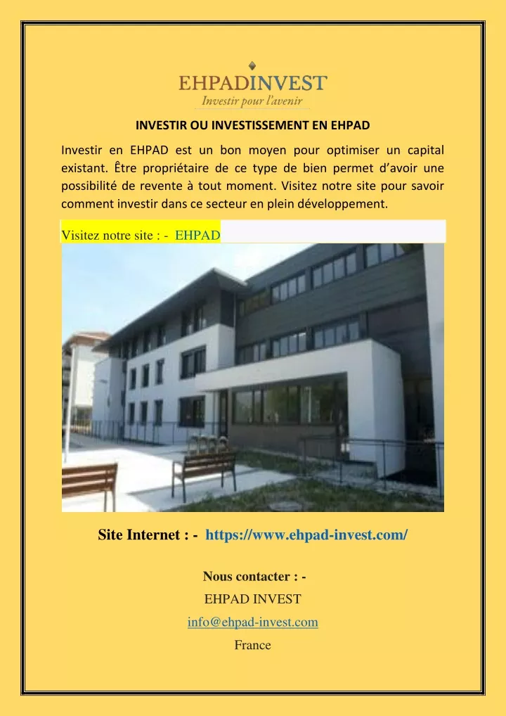 investir ou investissement en ehpad