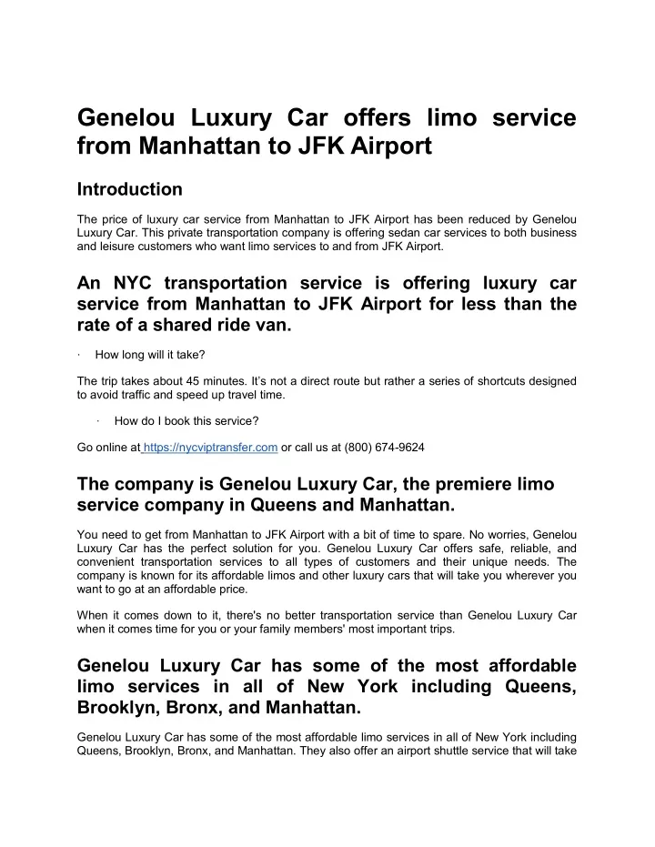 genelou luxury car offers limo service from