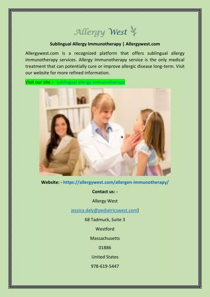 sublingual allergy immunotherapy allergywest com