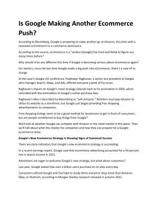 Is Google Making Another Ecommerce Push