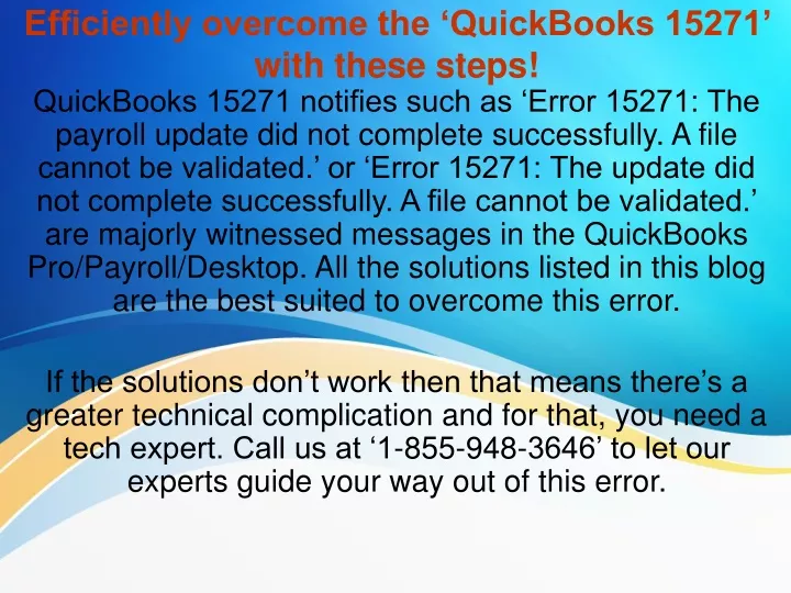 efficiently overcome the quickbooks 15271 with these steps