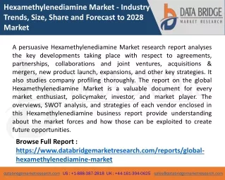 Hexamethylenediamine Market  - Industry Trends, Size, Share and Forecast to 2028 Market