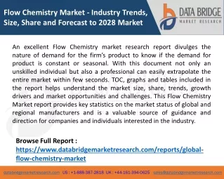 Flow Chemistry Market - Industry Trends, Size, Share and Forecast to 2028 Market