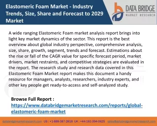 Elastomeric Foam Market - Industry Trends, Size, Share and Forecast to 2029