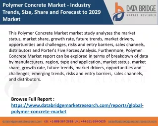 Polymer Concrete Market - Industry Trends, Size, Share and Forecast to 2029