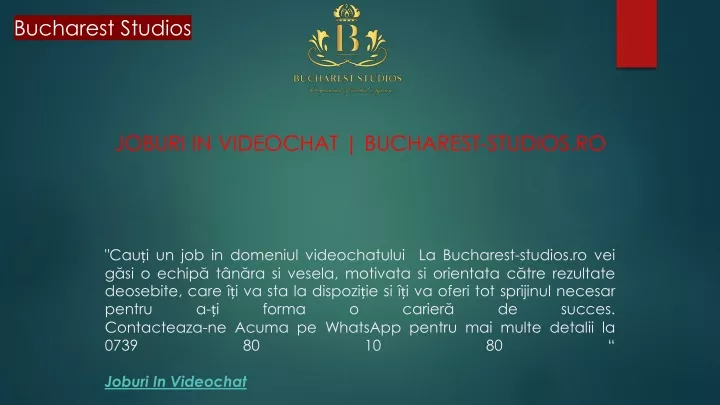 joburi in videochat bucharest studios ro