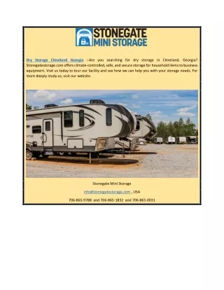 Dry Storage Cleveland Georgia | Stonegatestorage.com