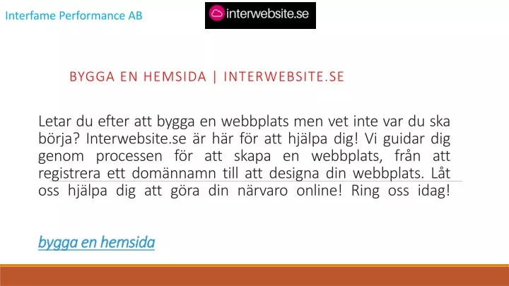 bygga en hemsida interwebsite se