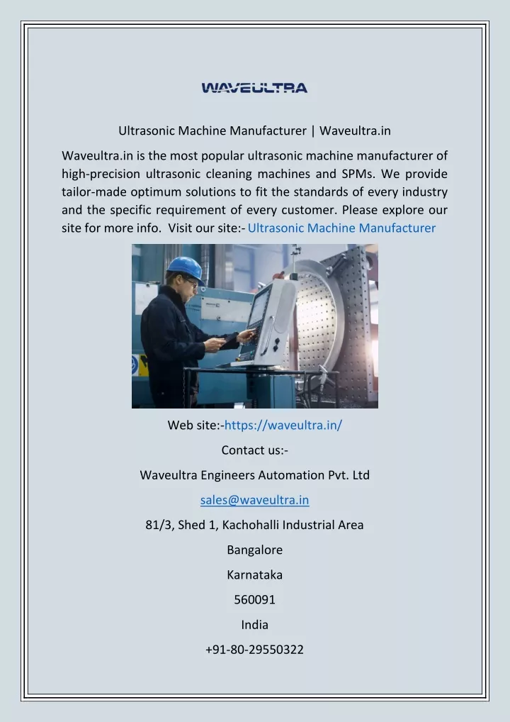 ultrasonic machine manufacturer waveultra in