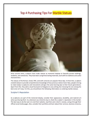 MArblearte Top 4 Purchasing Tips For Marble Statues