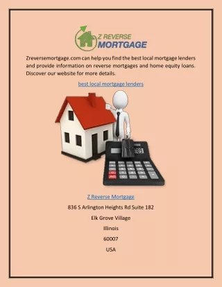 Best Local Mortgage Lenders  Zreversemortgage.com