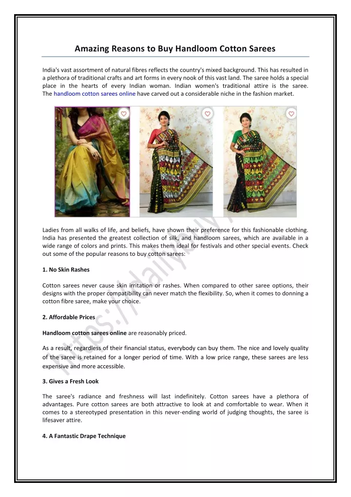 amazing reasons to buy handloom cotton sarees