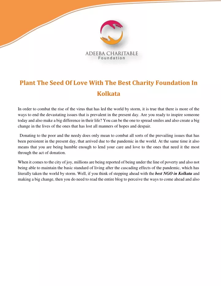 plant the seed of love with the best charity