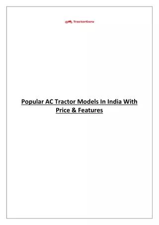 popular ac tractor models in india with price