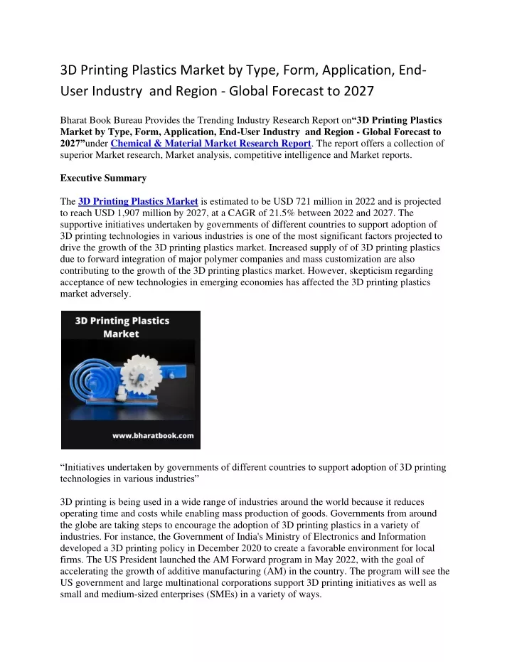 3d printing plastics market by type form