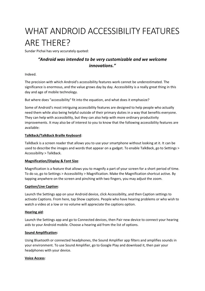 what android accessibility features are there