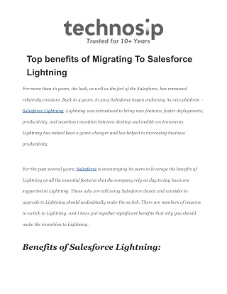 top benefits of migrating to salesforce lightning