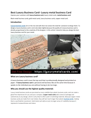 Best Luxury Business Card- Luxury metal business Card