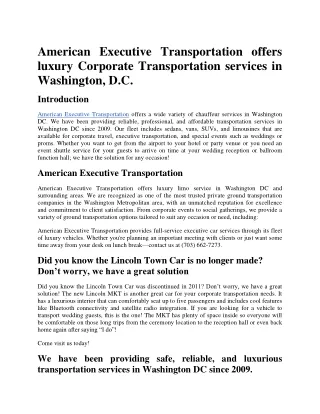 american executive transportation offers luxury
