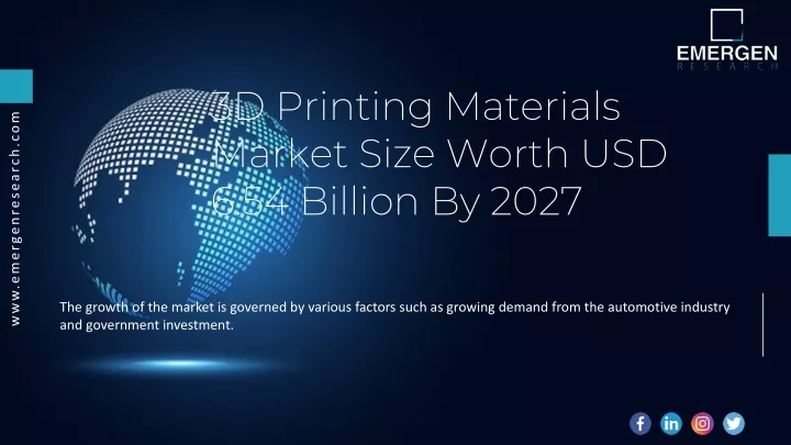 3d printing materials market size worth