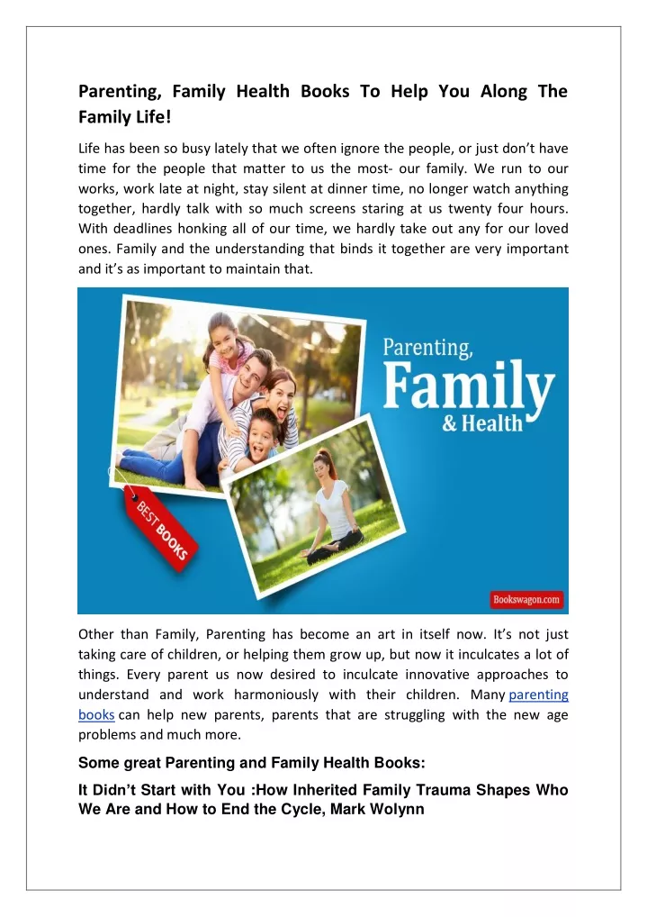 parenting family health books to help you along