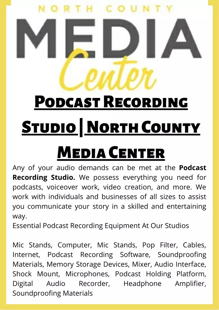 podcast recording studio north county media