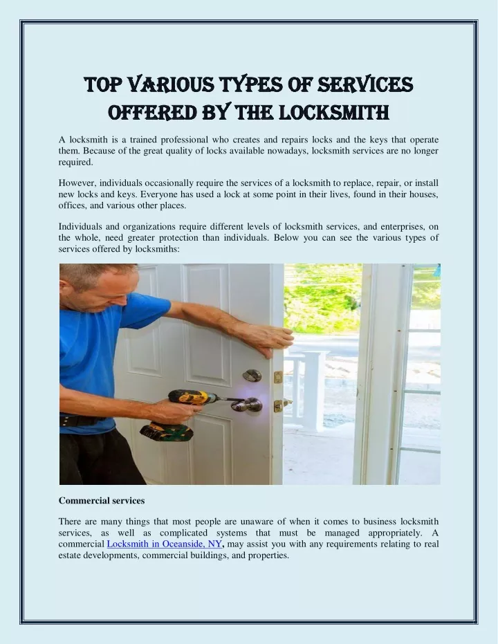 top various types of services top various types
