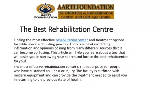 The Best RehaThe Best Rehabilitation Centrebilitation Centre