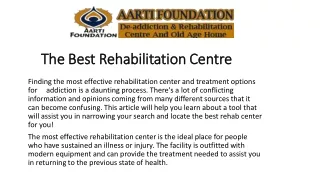 The Best Rehabilitation Centre