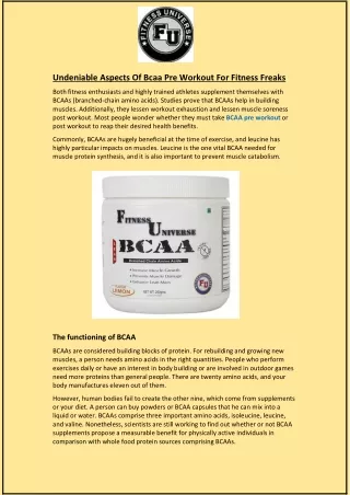 Undeniable Aspects Of Bcaa Pre Workout For Fitness Freaks