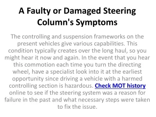 a faulty or damaged steering column s symptoms