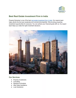 Best Real Estate Investment Firm in India