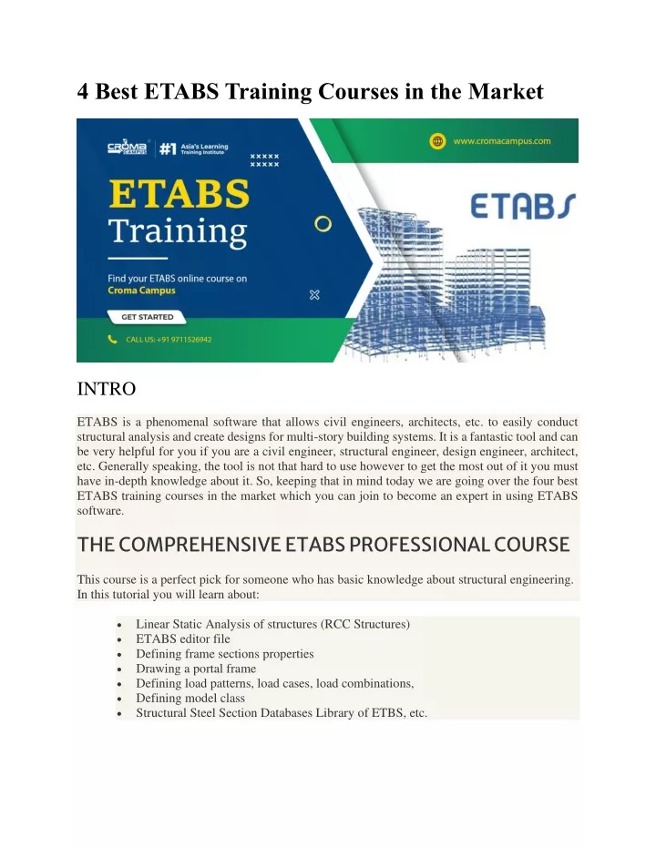 4 best etabs training courses in the market