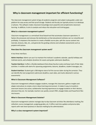 why is classroom management important