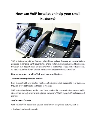 How can VoIP installation help your small business